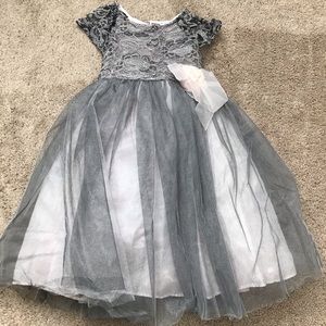 Girls grey and pink short sleeved dress